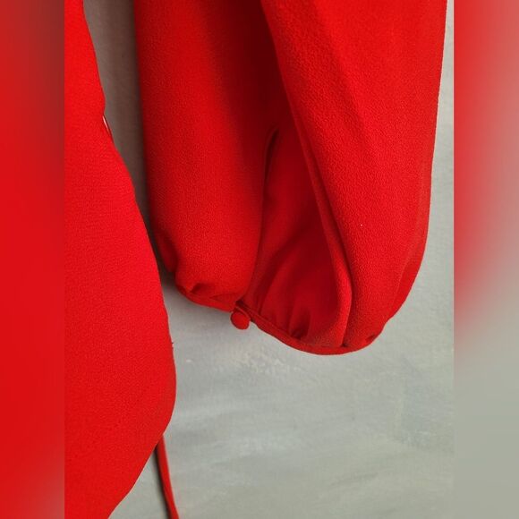 J.Crew Drapey Faux Wrap Top Red NWT Sz 10 Tall Tie Waist - Picture 6 of 14